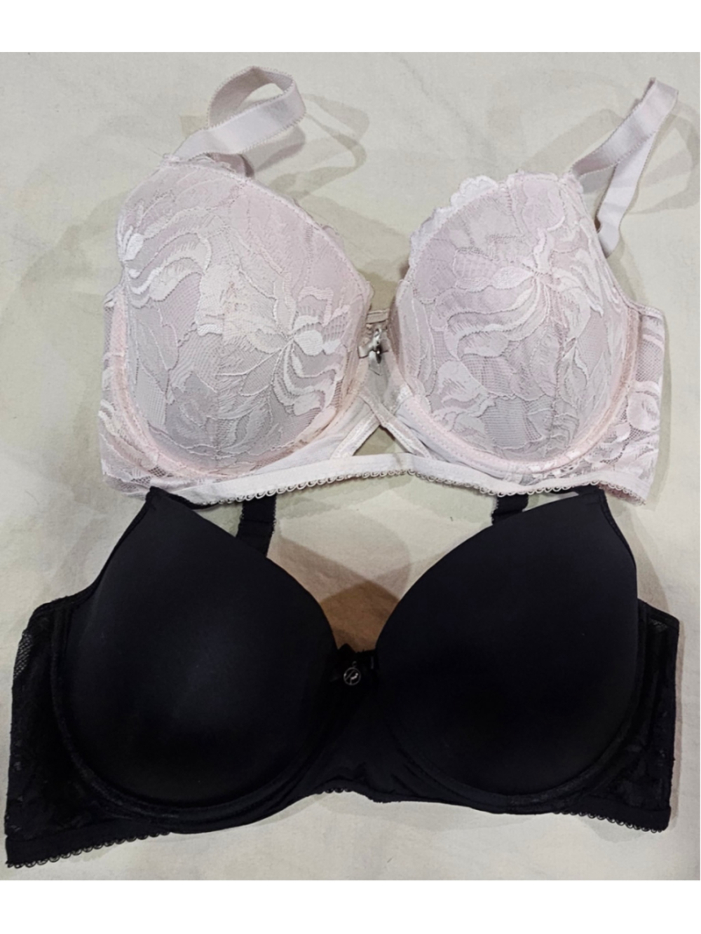 Women's Rachel Roy Bra Set, Black and Light Pink, Size 38D